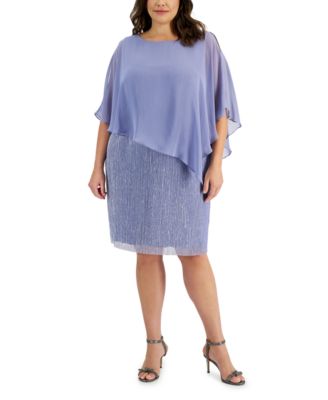 Connected Plus Size Cape-Overlay Dress ...